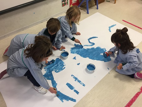 Mural del invierno en 2º de Infantil.