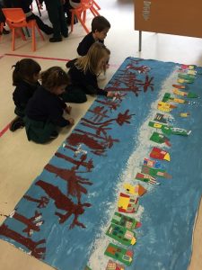 Mural del invierno en 2º de Infantil. 