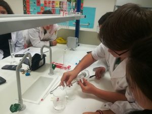 Alumnos de 3º ESO determinando experimentalmente la densidad de diferentes minerales