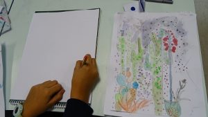 Dibujando cactus en 3º de Primaria. 