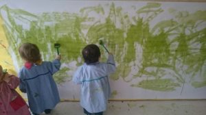 Mural de la primavera con espinacas en Nursery 1