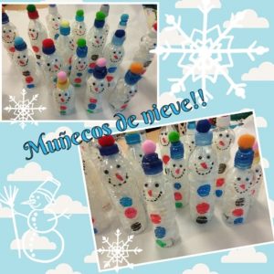 Con técnica de rasgado y arrugado hacen un muñeco de nieve en Nursery 2