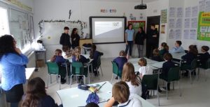 Alumnos solidarios de 1º de bachillerato explicar a compañeros de ESO y Primaria, la intimidad y respeto en las redes