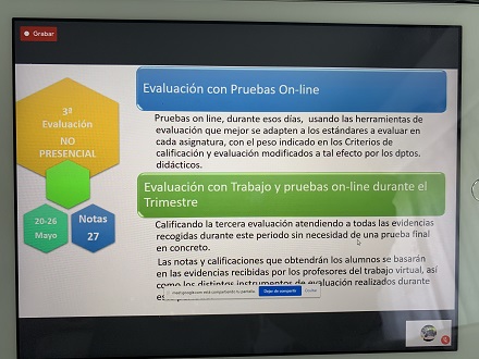 Reunión on line a padres de 1º de Bachillerato